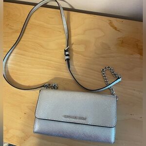 Silver Michael Kors crossbody bag